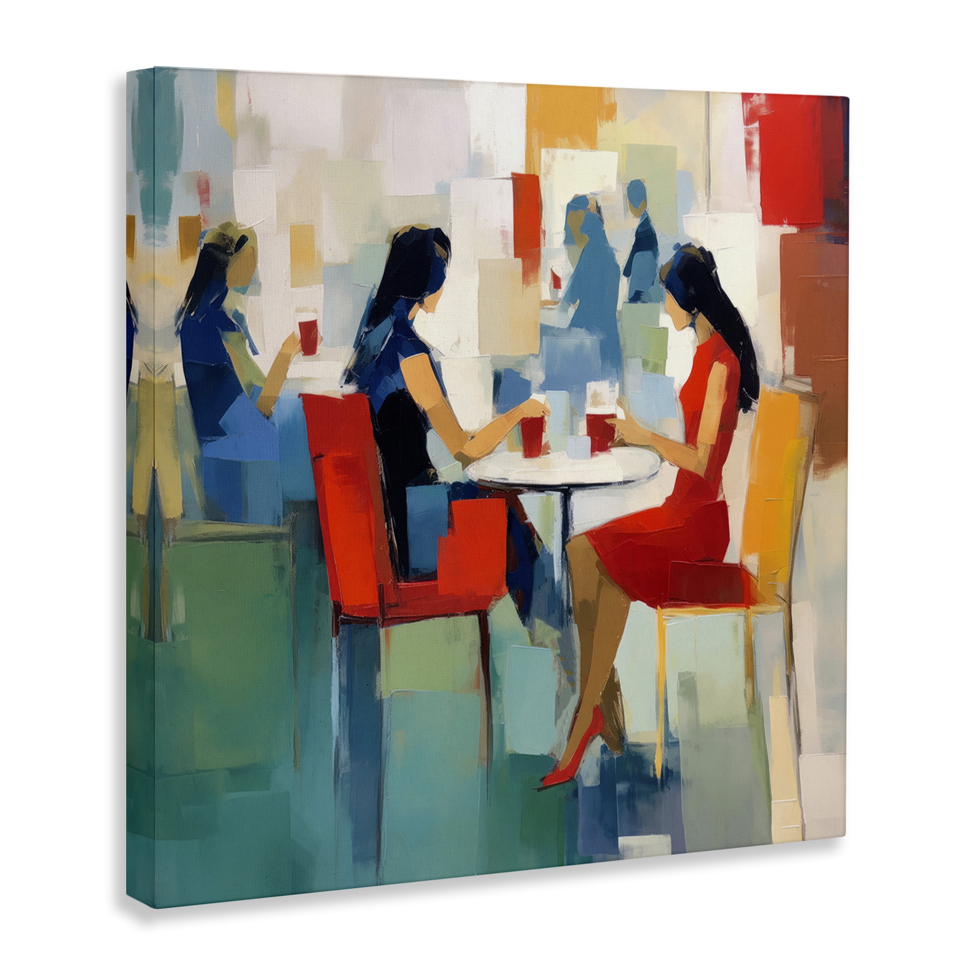 Stupell Industries Restaurant View Abstraction People Painting Wrapped Canvas Art Print Wall Art, 24 x 24