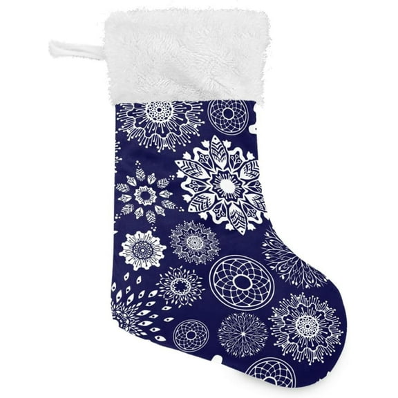 Coolnut Christmas Stockings Boho Winter Snowflakes , 1 Pack 17.7" Xmas Fireplace Santa Socks Christmas Tree Hanging Stockings Decoration for Christmas Holiday Xmas Gift