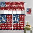 thumbnail image 4 of Patriotic Theme Flowers Curtain Tier and Valance Set 3 Piece, Independence Day Flag 3-inch Rod Pocket Window Tier Curtains Valance for Kitchen Living Room, 4 of 9