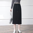 thumbnail image 1 of Falda de Primavera Verano de Largo Medio con Cuerda Elástica, Cintura Elástica, Falda Larga, Después de Negro, casual, con Abertura, Entallada, Envolvente, Falda de Cadera, Falda Lápiz, 1 of 10