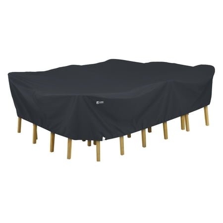 Table And Chair Cover Classic Accessories Rectangular/Oval Patio Table & Chair Set Cover - Tough and Water Resistant Patio Cover, Large (55-814-040401-00) ()