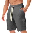 thumbnail image 3 of Aayomet Mens Workout Shorts Men's Linen Casual Classic Fit Short Drawstring Summer Beach Shorts,Dark Gray XXL, 3 of 4