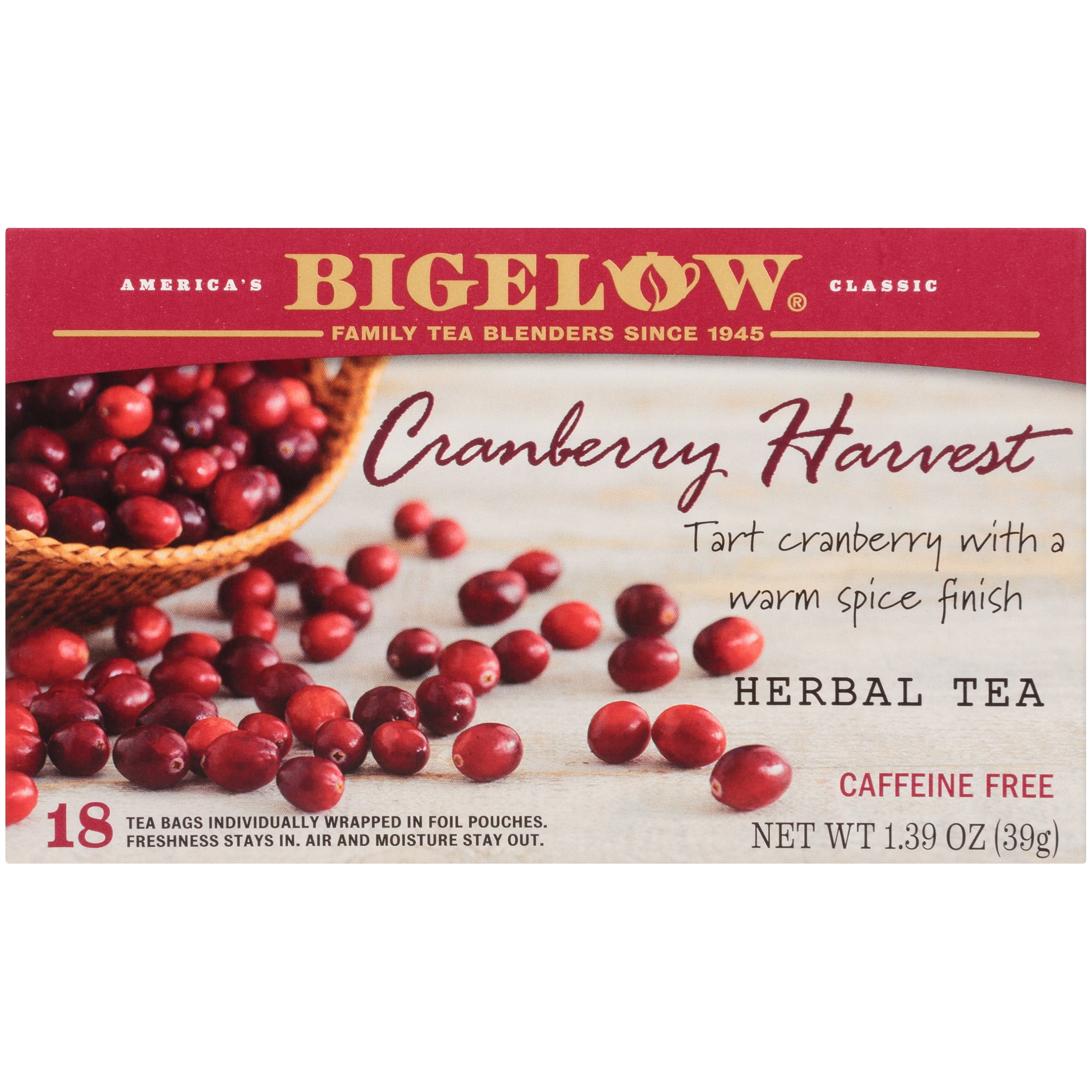 Bigelow Herbal Tea, Cranberry Harvest, Tea Bags, 18 Count