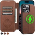 thumbnail image 2 of SUTENI Magsafe Leather Luxury Phone Case For iPhone 12 13 14 15 Pro Max Plus Ultra Flip Wallet Card Holder, 2 of 5