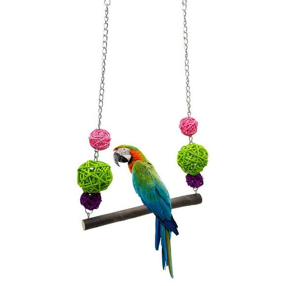 ZOUSSIQI Birds Stand Lift Swing Wood Sepak Takraw Bite Swing Standing For Medium Big Parrot CWYP#3124