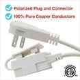 thumbnail image 4 of Clear Power (2-Pack) 16/2 SPT-2, 13 ft Flat Plug Indoor Extension Cord, White, CP10043X2, 4 of 9