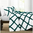 thumbnail image 2 of D.N.G. BEDDINGS 5 Piece Luxury Two Tone Diamond Ruffle Pattern Comforter Set Premium Super Soft, All Season 800 Thread Count 100% Egyptian Cotton Full/Queen Size Teal/White Solid Color, 2 of 4