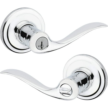 The 97402-572 Tustin Keyed Entry Lever for Garage or Office Door Handle Featuring SmartKey Security with a Traditional Design Entry Lever, Polished Chrome