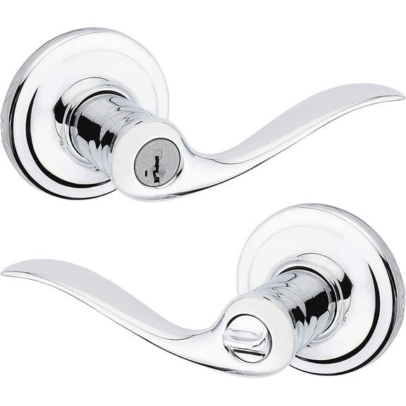 Kwikset 97402-572 Tustin Keyed Entry Lever for Garage or Office Door Handle Featuring SmartKey Security with a Traditional Design Entry Lever, Polished Chrome