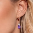 thumbnail image 3 of Gem Stone King 18K Rose Gold Plated Silver Blue Opal and White Lab Grown Diamond Dangle Earrings for Women (1.65 Cttw, Oval Cabochon 9X7MM), 3 of 6