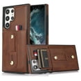 thumbnail image 3 of TECH CIRCLE for Samsung Galaxy S22 Ultra Case, PU Leather Adjustable Loop Strap Case with Hidden Cart Slot Shockproof Protective Case for Samsung S22 Ultra 6.8" 2022 Ladies Women Men, Brown, 3 of 15