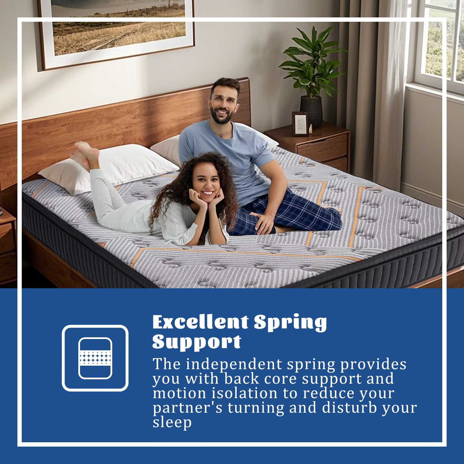 Twin Mattress 10 Inch Mattresses Twin Size in a Box,Superior Hybrid Mattress with Memory Foam for Extra Lumbar Support,Maximum Support,Zoned Spring, Medium Firm