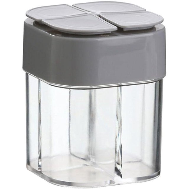 Contenedor para condimentos, salero y pimentero transparente de 4 compartimentos para cocina, viajes, barbacoas al aire libre