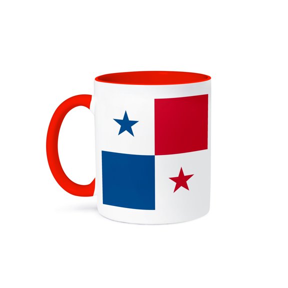 3dRose, Flag of Panama - Central America - Panamanian red white blue squares stars - country world, 11oz Two-Tone Red Mug