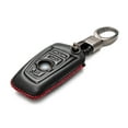 thumbnail image 2 of Vitodeco Genuine Leather Smart Key Fob Case Cover Protector Compatible for BMW 1, 3, 4, 5, 6, 7 Series, X1, X3, X4 - 4 Buttons, Black/Red, 2 of 5