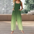 thumbnail image 2 of Prolriy Jumpsuits for Women, Women's Spring and Summer Geometric Grid Wide Leg Loose Jumpsuit Cotton Linen Casual Jumpsuit Pants Rompers for Women Purple L, 2 of 5