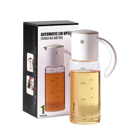 

IMSHIE Auto Flip Oil Dispenser Bottle Self-Flipping Clear Glass Condiment Container with Non-Slip Handle Drip Free Cooking Oil Dispenser with No Drip Bottle Spout noble