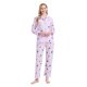 thumbnail image 2 of Conjunto de Pijama y Ropa de Descanso de Algodón para Mujer, Top de Manga Larga con Botones y Pantalones con Cintura Elástica y Cordón, Pijamas Suaves y Cómodos de Largo Completo para Mujer, Flores R, 2 of 7