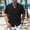 Black, variant on Men's Casual Button-Up Shirt, Burgundy Short Sleeve Cuban Collar, Comfortable Fabric for Everyday Wear