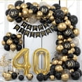 thumbnail image 1 of Decoraciones para fiestas de cumpleaños LANNMXG número 40 en oro negro, 1 of 5