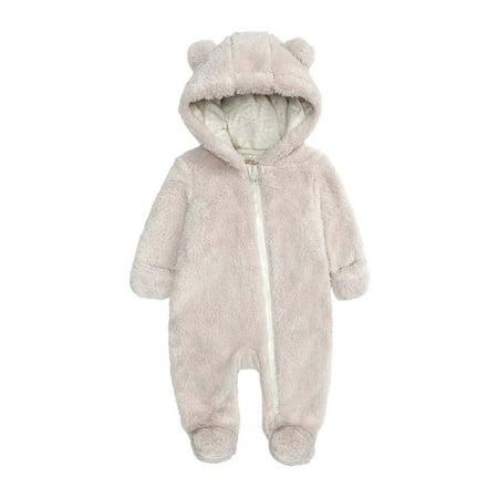 

Giftesty Long Pants for Girls Clearance Toddler Baby Boys Girls Plush Cute Bear Ears Winter Thick Warm Jumpsuit Romper