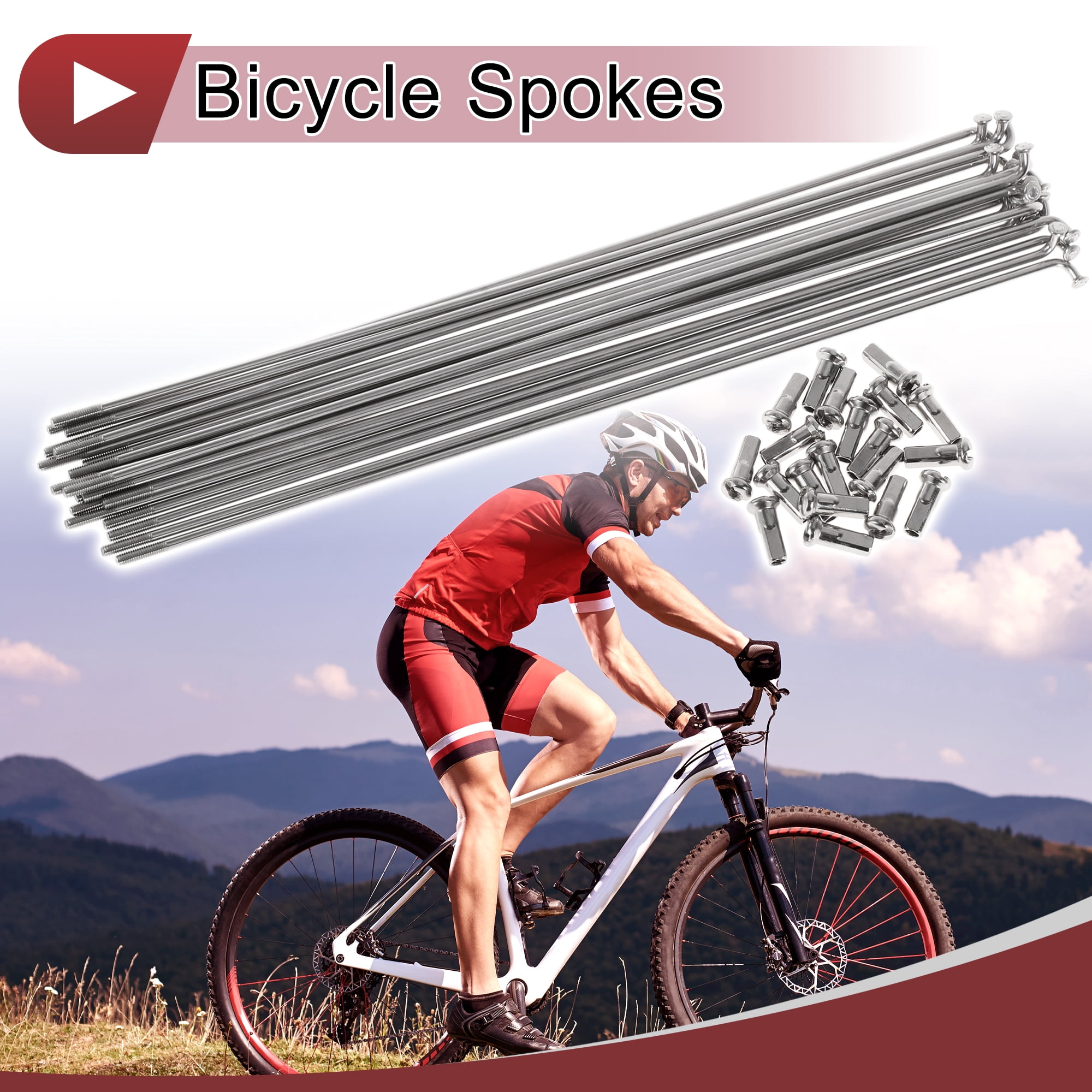 Unique Bargains 20Set 13G Bicycle Spoke Bike Wheel Spokes 304 Stainless Silver-225mm