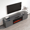 thumbnail image 5 of Eva-KBL Fireplace TV Stand for TVs up to 80", Modern High Gloss 71" Entertainment Center, Electric Fireplace TV Media Console with Storage Cabinets and LED Lights, 5 of 8
