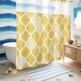 thumbnail image 5 of No Hook Shower Curtain, Yellow Geometric Shower Curtains for Bathroom with See Through Top Window, Morocco Modern Abstract Plaid Art Waterproof & Washable Bath Curtain 66"x72", 5 of 9