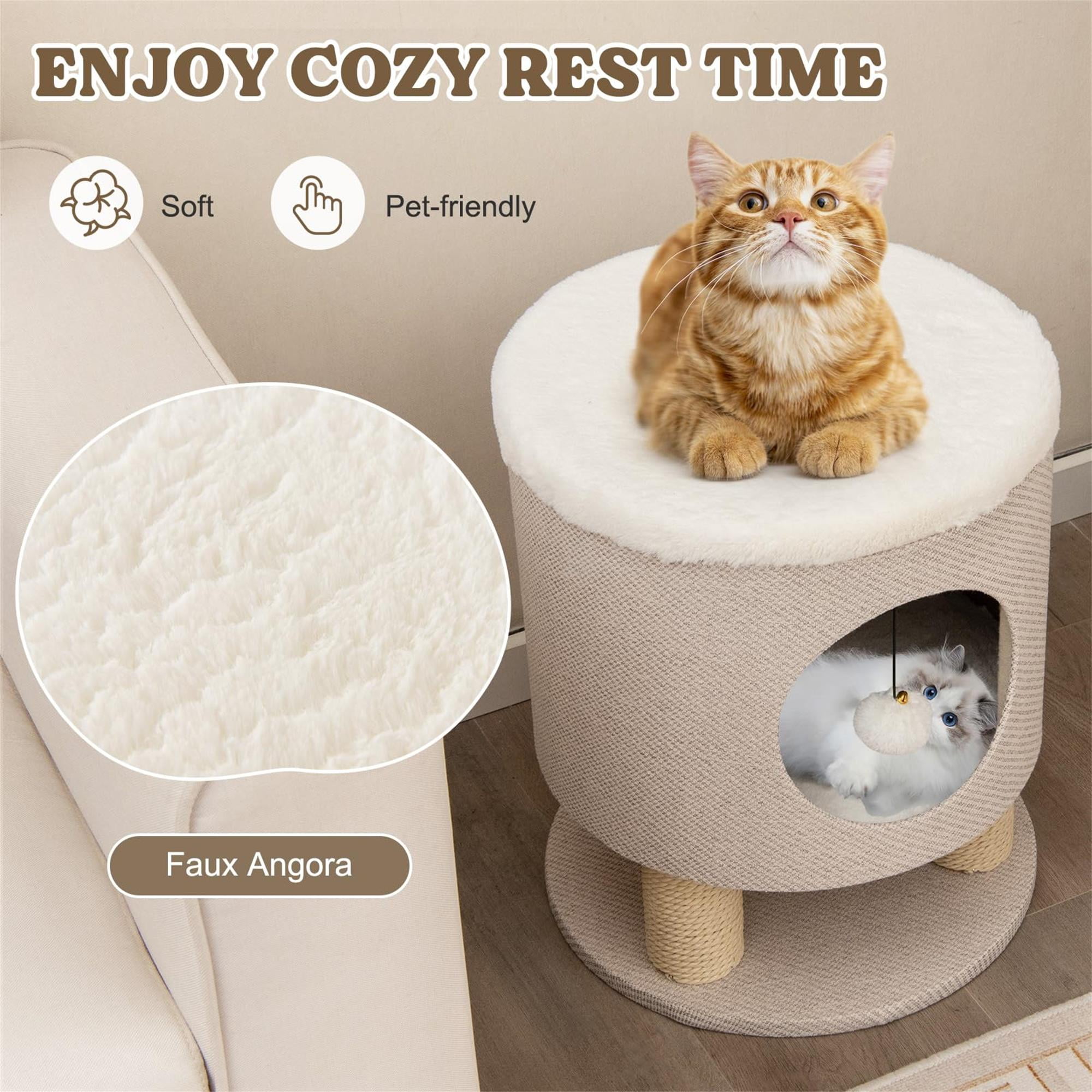 Kadyn 18" 3-in-1 Cat Cave Bed, Cat House for Indoor Cats, Cat Condo Modern Cat Nest Cute Prevents Furniture Damage Cat Shelter, Beige