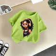 thumbnail image 2 of MEZZALL Kid Girls Cute Graphic T-Shirt Round Neck Short Sleeve Tee Summer Casual Tshirts Tops, Light Green, 5-6 Years, 2 of 3