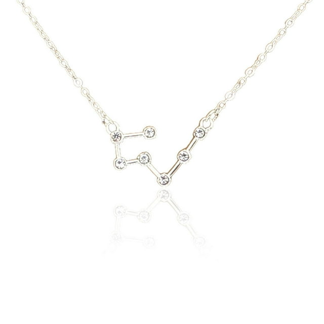 Ins Constellations Theme Friendship Necklace Rhinestone Comfortable Delicate with Display Card Pendant for Lover Festival Gifts Taurus Silver