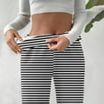 thumbnail image 3 of Maean Women's Striped Pants Fleece Fuzzy Lined Straight Leg Loose Trousers Casual High Waist Sweatpants, 3 of 7