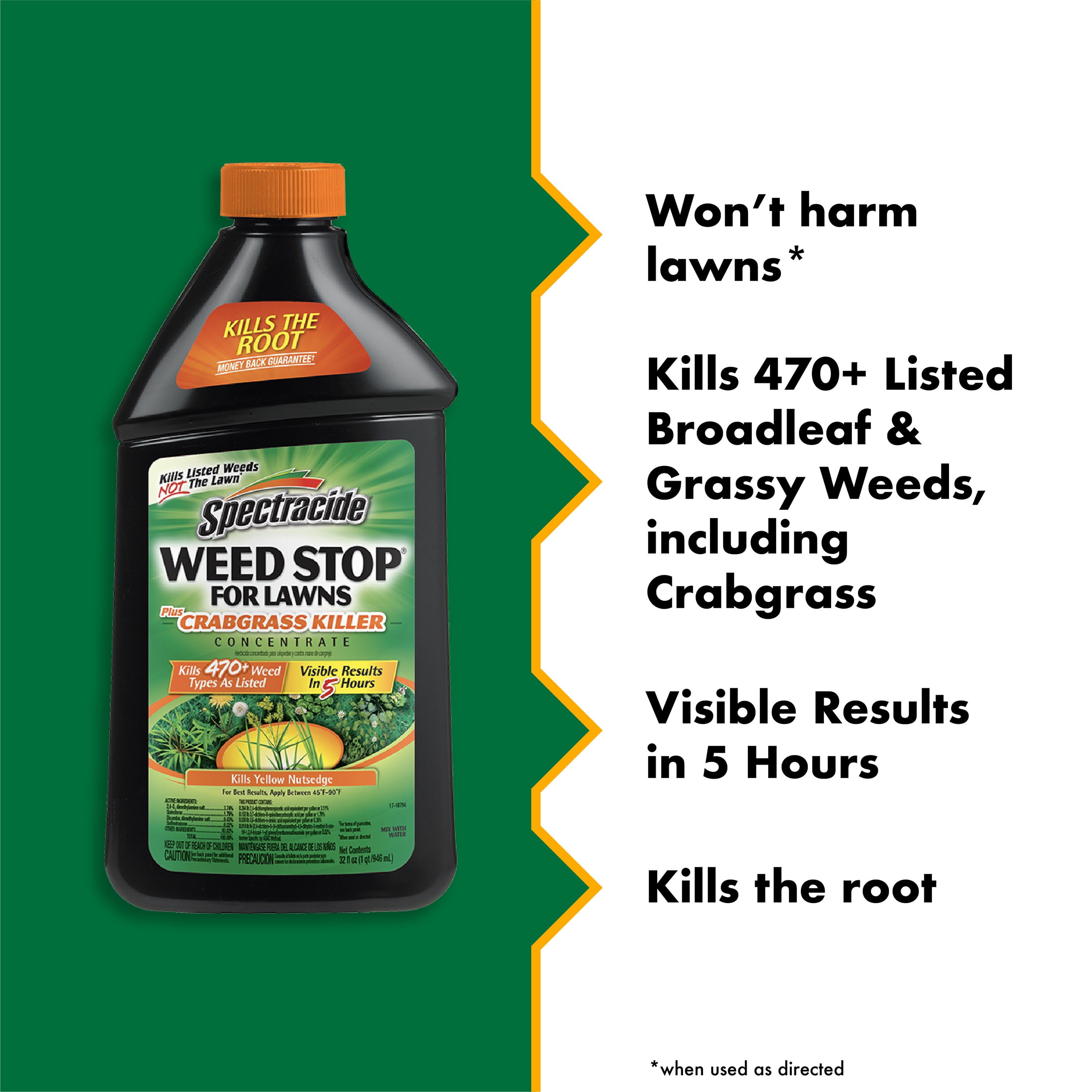 Spectracide Weed Stop for Lawns Plus Crabgrass Killer Concentrate, 32 Ounces