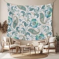 thumbnail image 2 of Teal Paisley Floral Large Tapestry for Bedroom Wall Hanging Tapestry, Boho Ethnic Tribe Traditional Ceiling Backdrop Tapestries Poster Blanket Wall Decor for Teens Room Living Room Dorm 100" x 59", 2 of 8