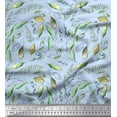thumbnail image 1 of Soimoi Blue Cotton Cambric Fabric Artistic Leaves Print Fabric by the Yard 42 Inch Wide, 1 of 3