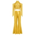thumbnail image 3 of TSSOE Girls 2-piece Jazz Dance Outfit Shiny Sequin Tassels Latin Hip Hop Dancewear Long Sleeve Crop Top With Flared Pants Gold 8, 3 of 7