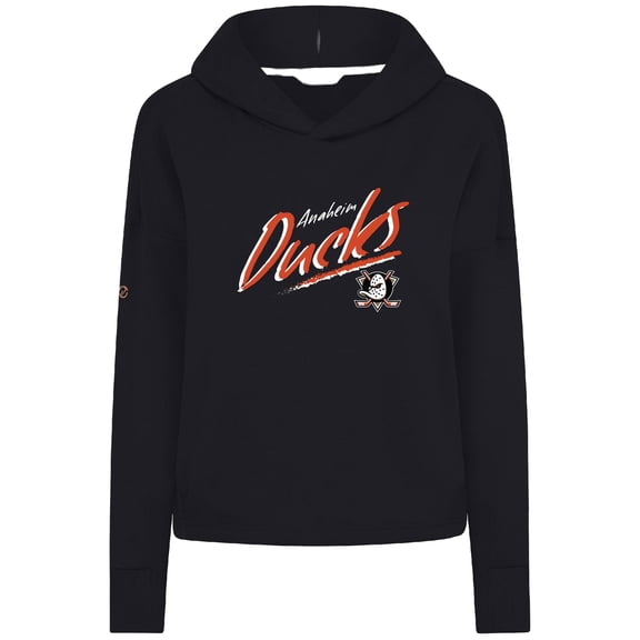 Women's Levelwear  Black Anaheim Ducks Sweet Sizzle Tri-Blend Cropped Pullover Hoodie