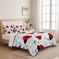 thumbnail image 5 of Full Quilt Set 78''x90'', Ladybug Lightweight Bedspread Coverlet Set with 2 Pillow Shams, Cartoon Red Black Dots Animals Modern Simple Breathable All Season Quilt Bedding for Bedroom/Guest Room, 5 of 9