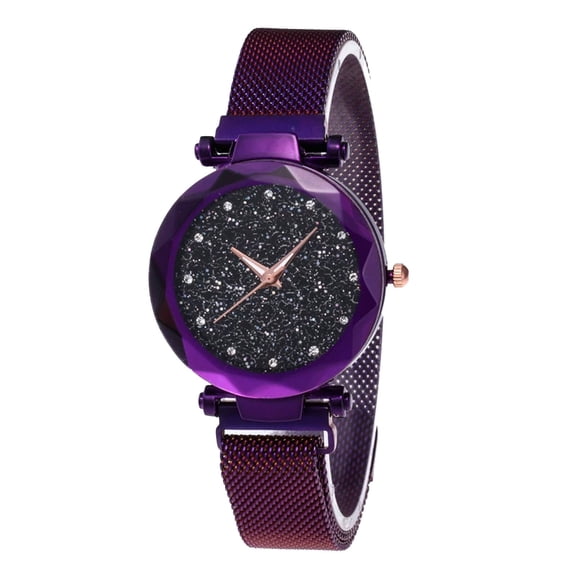 DESIGNICE 2026 New Watches for Women,Sparkling Star Design Ladies Watches,Sturdy Strap High-Precision Quartz Office Gifts for Women,Purple