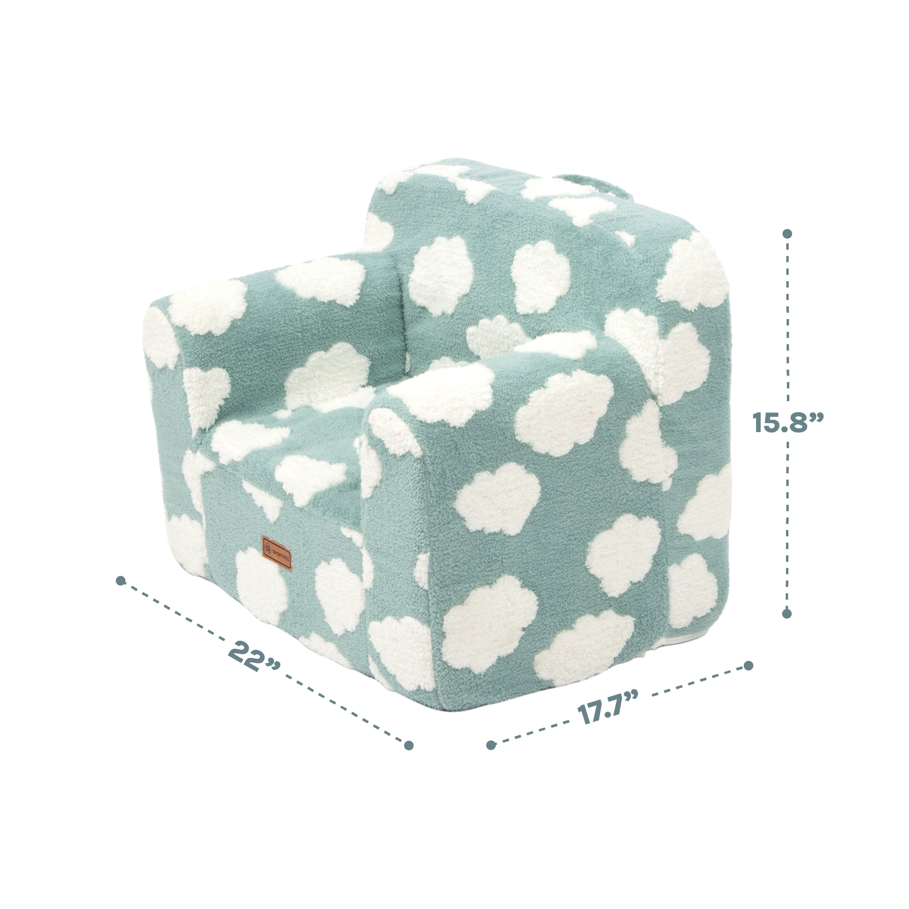 SportPet Sherpa Lounge Chair Pet Bed, with Cloud Print, Blue, One Size