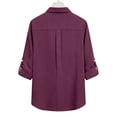 thumbnail image 6 of Perfectbot Women's Button Down Shirts - Rolled 3/4 Sleeve Blouse Loose Fit for Casual & Work, Sizes S-5XL, 6 of 7