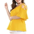 thumbnail image 3 of Agnes Orinda Women's Plus Size Summer Strappy Cold Shoulder Trumpet Sleeve Blouse, 3 of 7