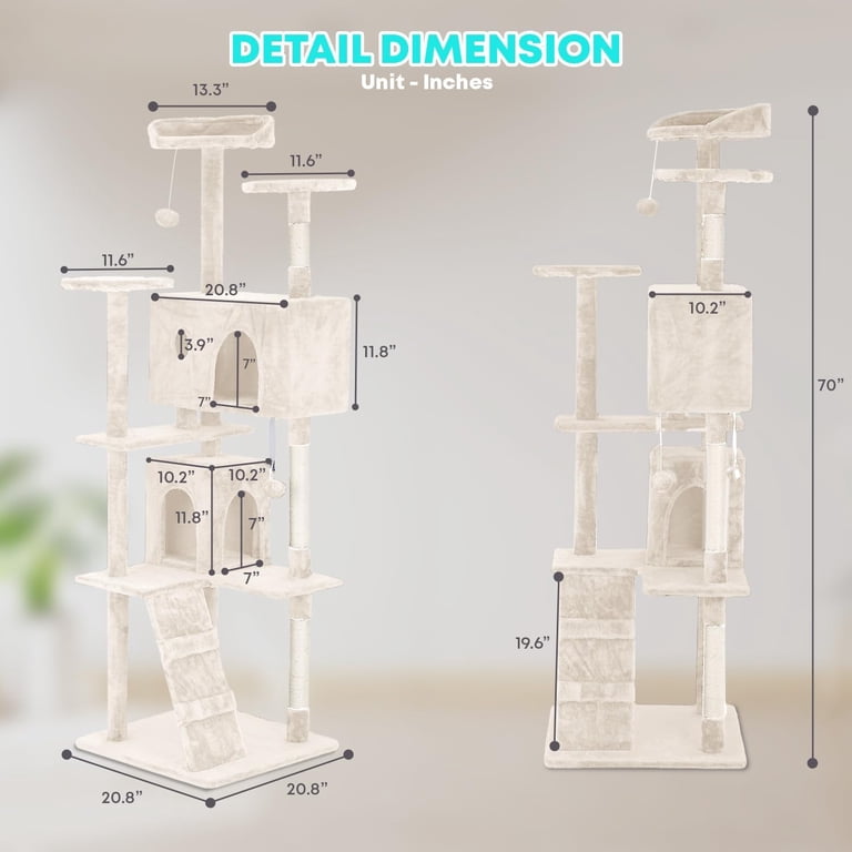FDW 70-Inch Multi-Level Cat Tree, Beige, Activity Center photo 7