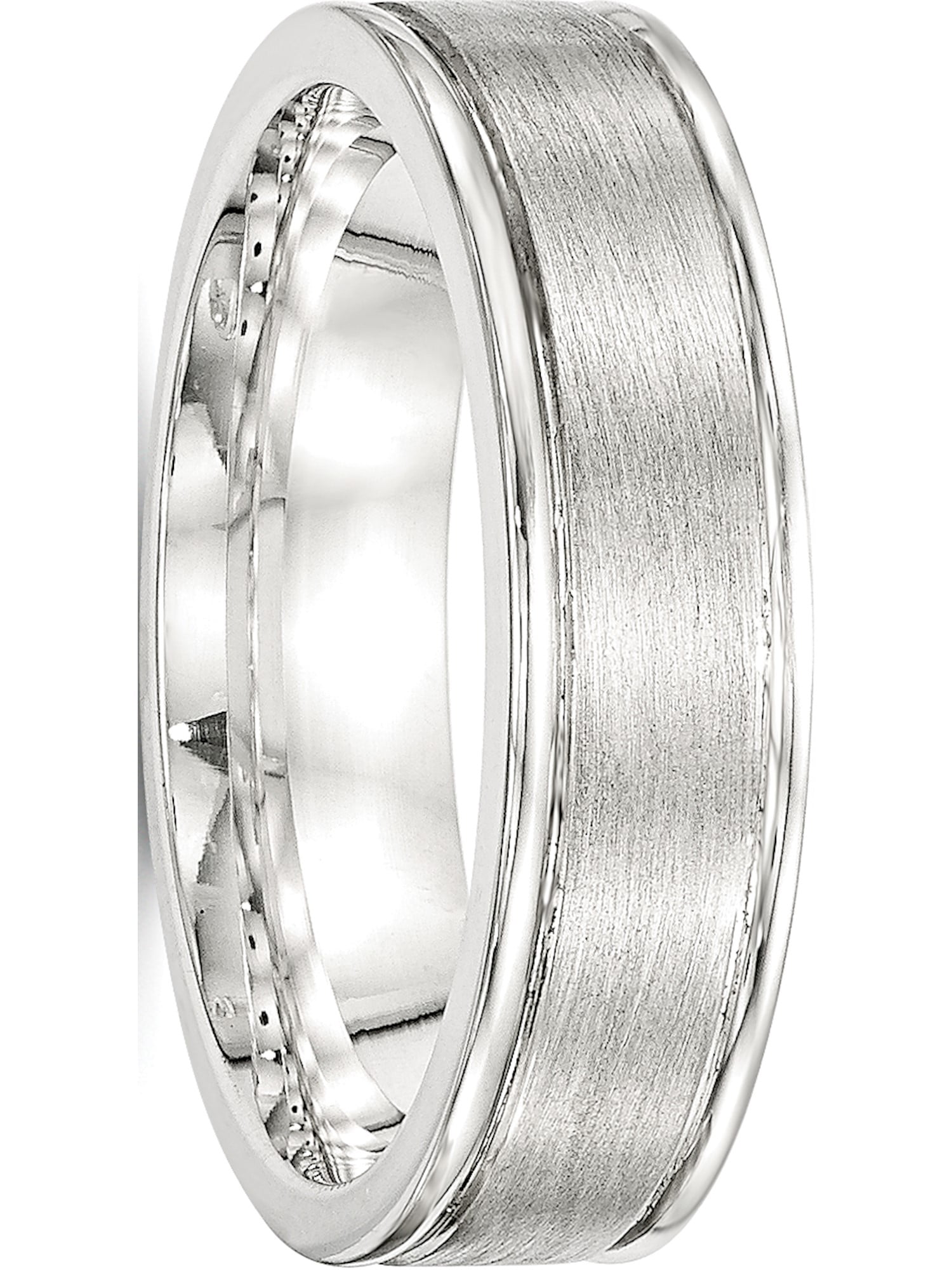 Full /& Half Sizes 925 Sterling Silver 6mm Polished Grooved Fancy Flat Wedding Ring Band Available in Sizes 7-13