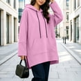 thumbnail image 5 of Fashion Hoodies for Women Plus Size Long Hooded Sweatshirt With Drawstring Side Placket Large Pocket Loose Long Sleeved Casual, 5 of 8