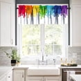 thumbnail image 4 of Abstract Curtain Valances Rainbow Colored Paint Dripping White Background Curtains Valances for Farmhouse Living Room Kitchen Decor 54"x18", 4 of 5
