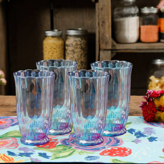 The Pioneer Woman Luster Blue 15oz Pearlized Tumbler, Set of 4