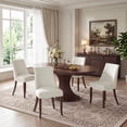 thumbnail image 4 of AFO Upholstered Dining Chairs Set of 2 with Solid Wood Legs & Padded Seat, Wood Mid Century Side Chairs for Kitchen Desk, Dining Room and Restaurant, Beige, 4 of 13