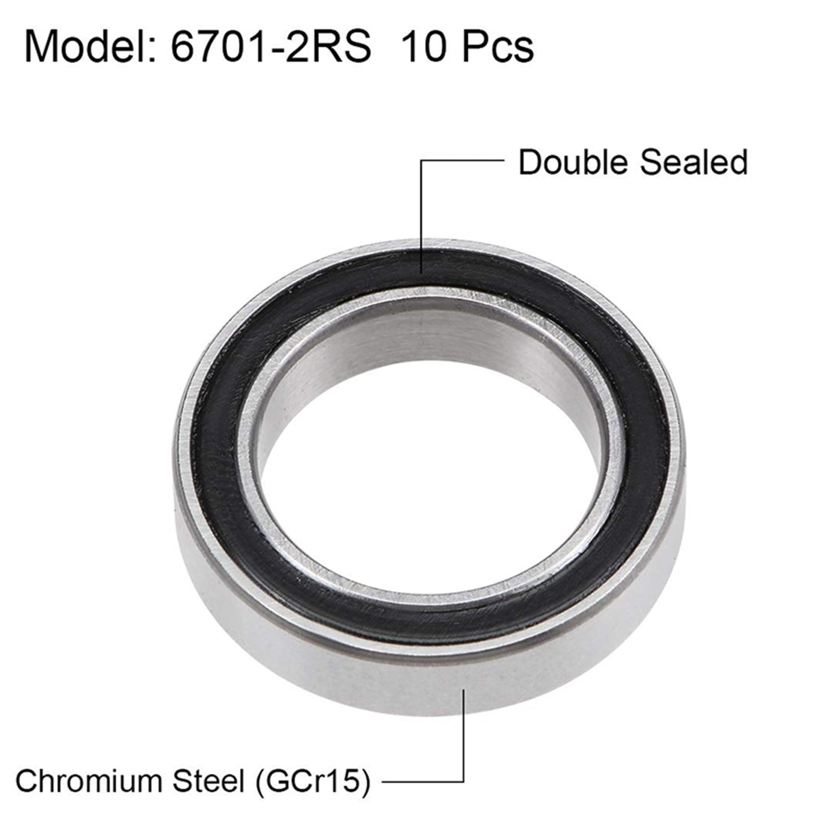 12x18x4 mm Black Rubber Sealed Ball Bearing Bearings 6701RS 10pcs 6701-2RS 