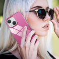 thumbnail image 5 of Compatible with iPhone 14 Case Glossy Hard Electroplating Case Cute Women Girls Makeup Mirror Case Slim Soft Bumper Camera Lens Protection Screen Protector Shockproof Cover, Rose, 5 of 11